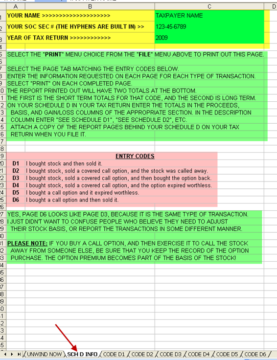 Schedule D Calculate option capital gains and losses