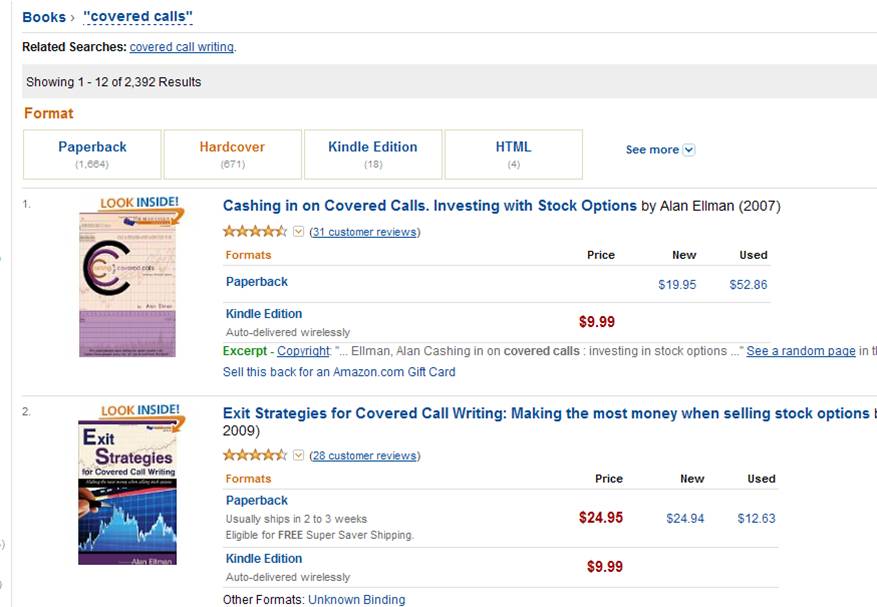 Amazon rankings Covered call writing books